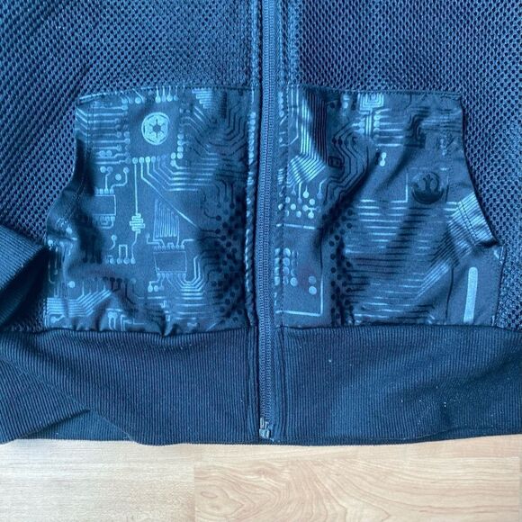 Graphic Star Wars Black Zip Up Athletic Top Mesh Back Size Small - Picture 5 of 7